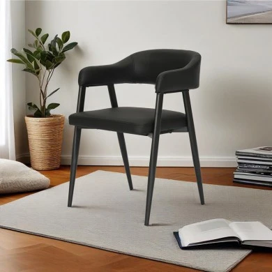 Armchair Sezan pakoworld pu in black color 56x55x78cm