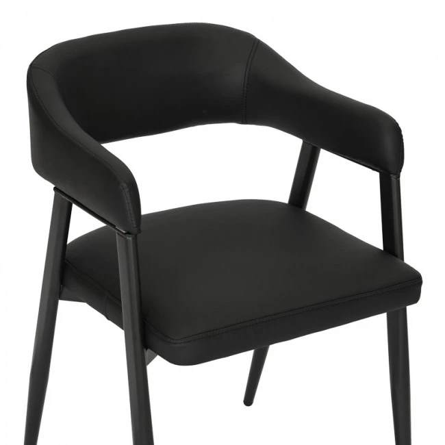 Armchair Sezan pakoworld pu in black color 56x55x78cm