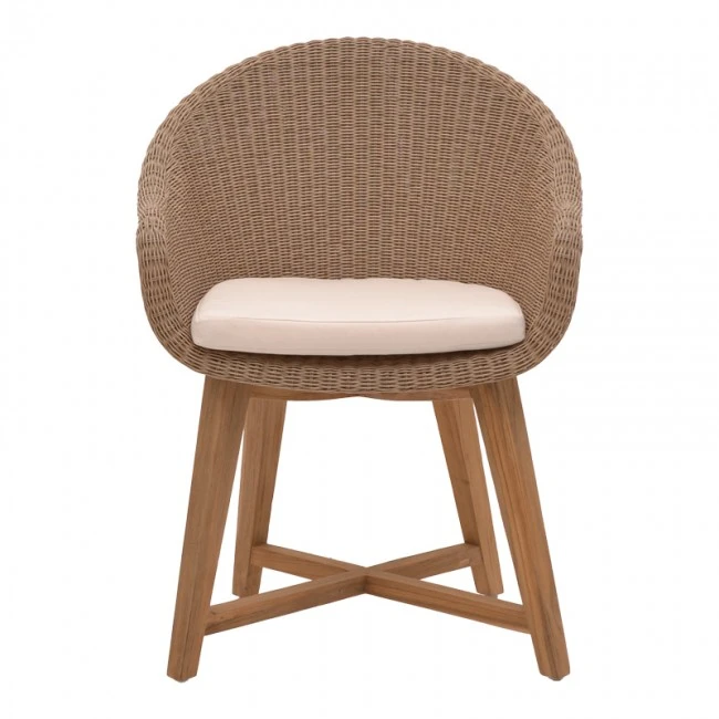 Armchair Solso pakoworld aluminium skeleton with teak leg wood in natural shade and pe rattan 62x58x78cm