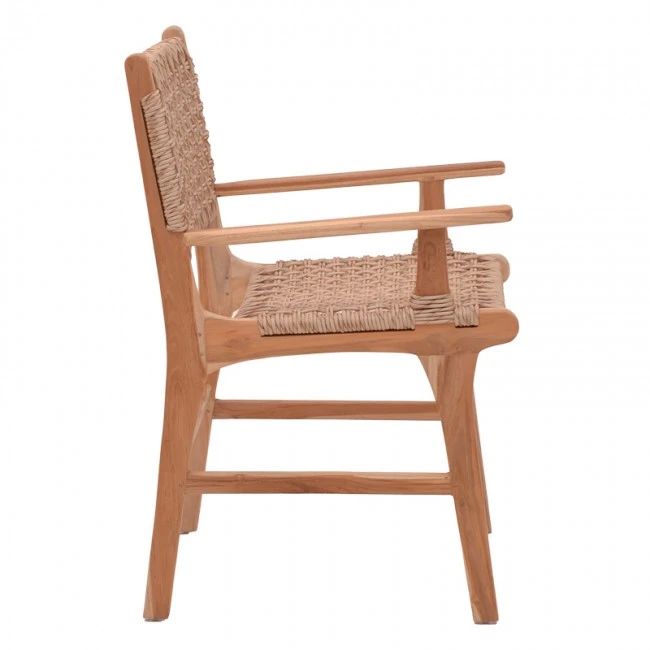 Sponze armchair pakoworld natural color teak wood skeleton and pe rope 54x60x86cm