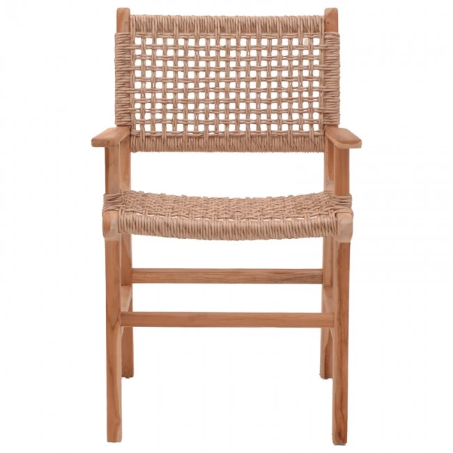 Sponze armchair pakoworld natural color teak wood skeleton and pe rope 54x60x86cm