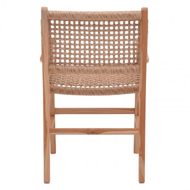 Sponze armchair pakoworld natural color teak wood skeleton and pe rope 54x60x86cm