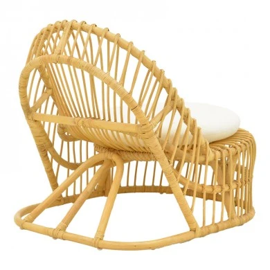 Armchair Tromso pakoworld pe rattan in natural color and beige pillow 80x85x98cm