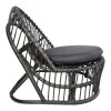 Armchair Tromso pakoworld pe rattan in black color and black pillow 80x85x98cm