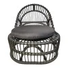 Armchair Tromso pakoworld pe rattan in black color and black pillow 80x85x98cm