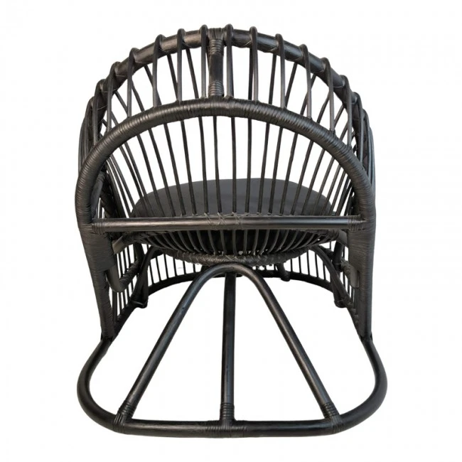 Armchair Tromso pakoworld pe rattan in black color and black pillow 80x85x98cm