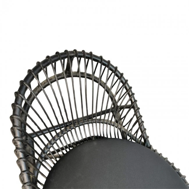 Armchair Tromso pakoworld pe rattan in black color and black pillow 80x85x98cm