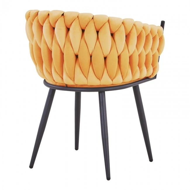 Vivian armchair pakoworld yellow velvet-leg black metal 61x55x80cm