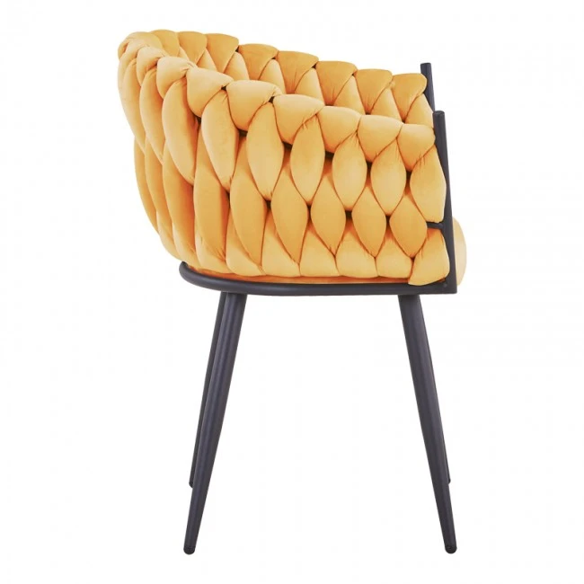Vivian armchair pakoworld yellow velvet-leg black metal 61x55x80cm
