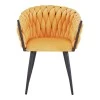 Vivian armchair pakoworld yellow velvet-leg black metal 61x55x80cm