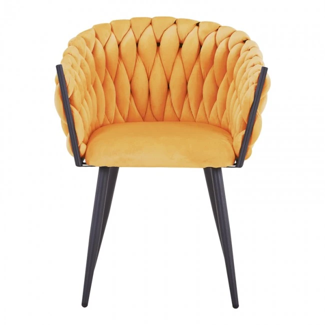 Vivian armchair pakoworld yellow velvet-leg black metal 61x55x80cm