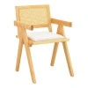 Winslow armchair pakoworld rubberwood in natural shade-whtie fabric 51x54x80cm