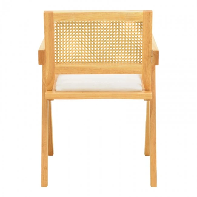 Winslow armchair pakoworld rubberwood in natural shade-whtie fabric 51x54x80cm