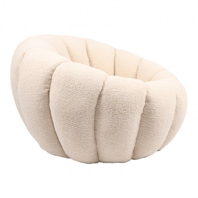 Armchair Yannick pakoworld white teddy fabric 92x92x60cm