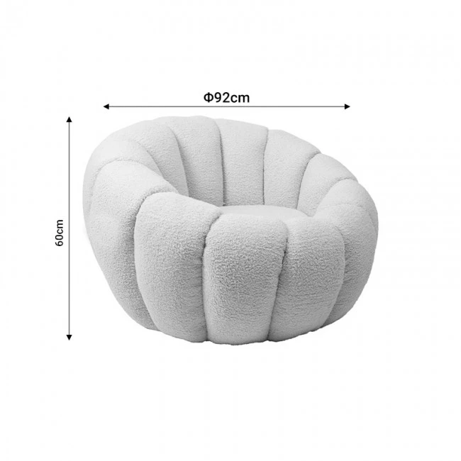 Armchair Yannick pakoworld white teddy fabric 92x92x60cm