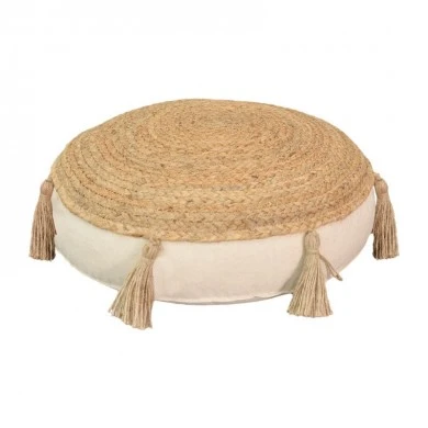 Puff chair  pillow Εlefon Inart natural-ecru fabric D35x12cm