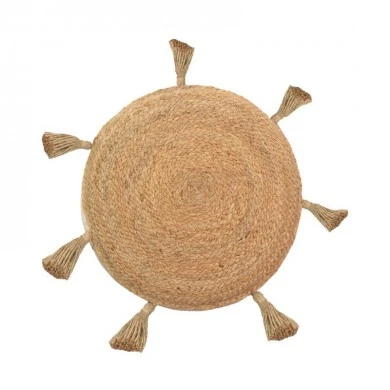 Puff chair  pillow Εlefon Inart natural-ecru fabric D35x12cm