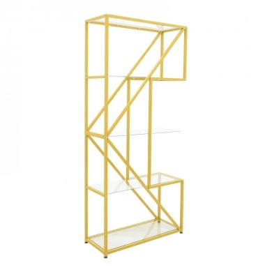 Aylan pakoworld shelf glass - metal in gold tone 100x30x200cm