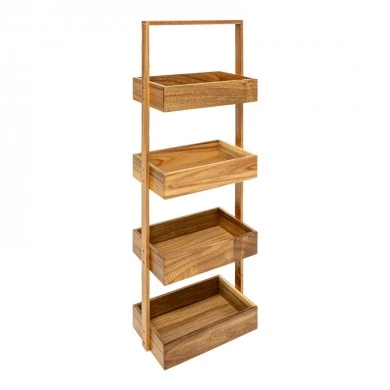 4-tier floor standing shelf Scarlen pakoworld acacia wood in natural color 26.8x16x88cm