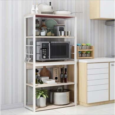 Floor shelf unit Tace pakoworld metallic in white-natural color 50x30x129cm