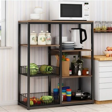 Floor Shelf unit Tati pakoworld metal black-walnut 80x30x101cm