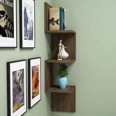 Corner wall shelf Insta pakoworld walnut 25x25x105,5cm