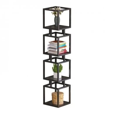 Kubo pakoworld metal floor rack in black shade smoke glass 30x30x150cm