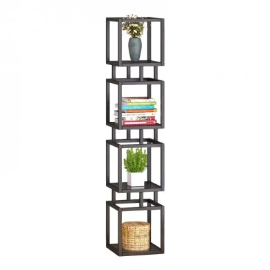 Kubo pakoworld metal floor rack in black shade smoke glass 30x30x150cm