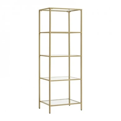 Metal shelf with glass surface Letus pakoworld in golden shade 40x30x125cm
