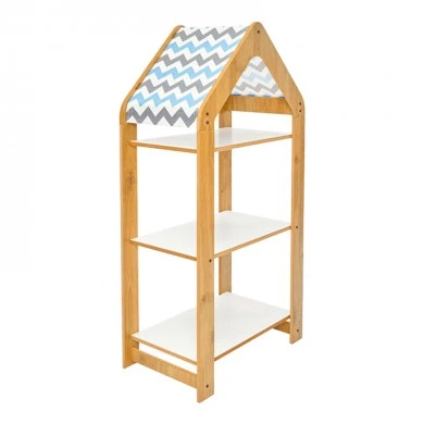 T. Montessori shelf Zoilen I pakoworld white-natural-blue mdf 50x30x100cm