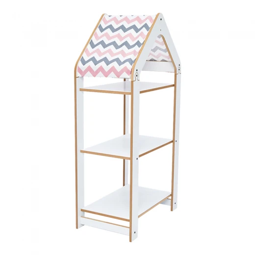 Ραφιέρα Montessori Zoilen I pakoworld λευκό-ροζ mdf 50x30x100εκ