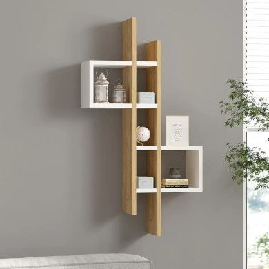 Garel pakoworld wall shelf in oak-white shade 53.8x19.6x108cm