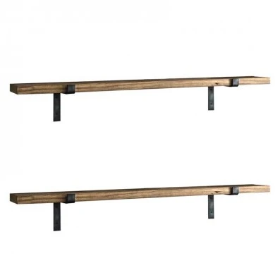 Wall Shelf 2 pcs PWF-0314 pakoworld walnut - black 60x14x16cm