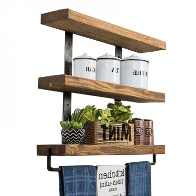 Wall set unit Suny pakoworld solid pine wood walnut-black 75x9x68cm