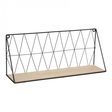 Wall shelf Anneza pakoworld metal-mdf in natural-black color 48x12x20cm