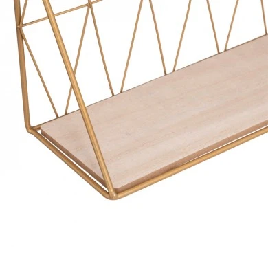 Wall shelf Anneza pakoworld metal-mdf in natural-gold color 48x12x20cm