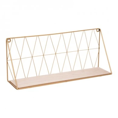 Wall shelf Anneza pakoworld metal-mdf in natural-gold color 48x12x20cm