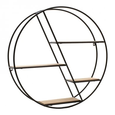 Wall shelf Azira pakoworld metal in black-oak color 60x13x60cm