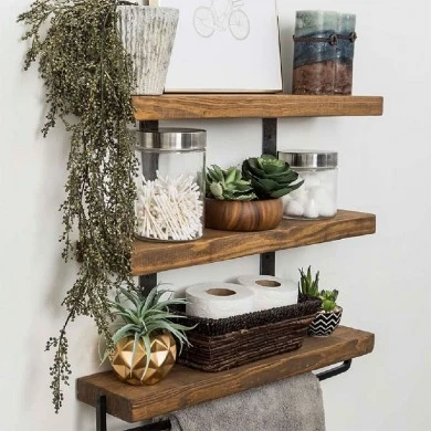 Wall set unit Suny pakoworld solid pine wood walnut-black 75x9x68cm