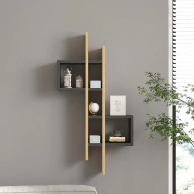 Garel pakoworld wall shelf in oak-anthracite shade 53.8x19.6x108cm