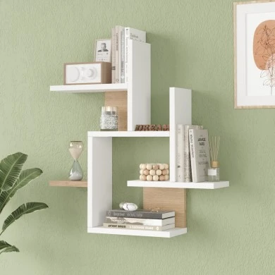 Nogara pakoworld wall shelf in natural-white shade 62.6x14.5x66.2cm