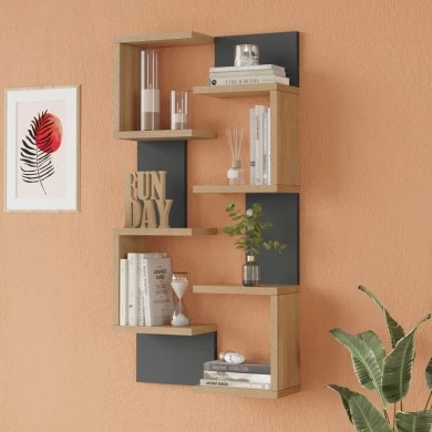 Pomar pakoworld wall shelf in natural-anthracite shade 47.2x14.5x92.5cm