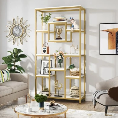 Aduti pakoworld metal bookshelf in gold-white shade 90x34x182cm