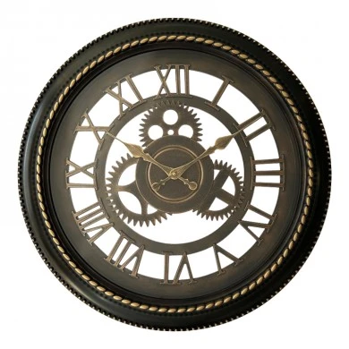 Ferm Inart wall clock in antique black and gold tone D61x6cm