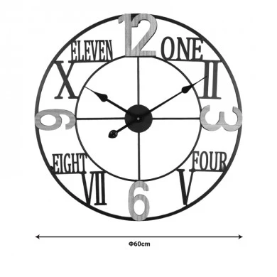 Wall clock Beauco Inart metal in black shade 60x3x60cm