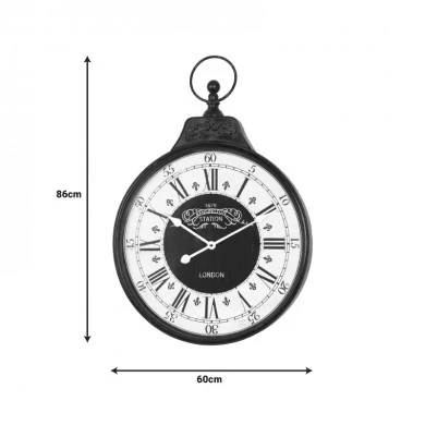 Wall clock Cloco Inart metal in black shade 60x6x86cm