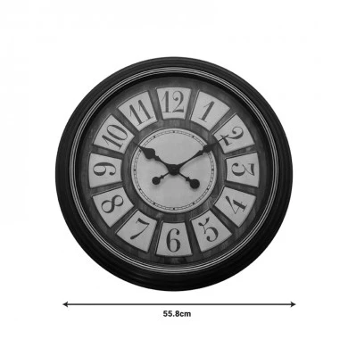 Docto Inart wall clock in black antique shade D55.8x5.2cm