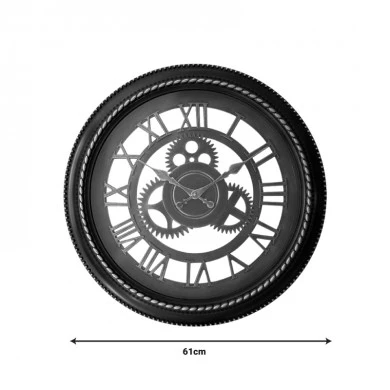 Ferm Inart wall clock in antique black and gold tone D61x6cm