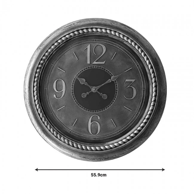 Festo Inart wall clock in antique silver shade D55.9x5.6cm