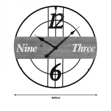 Wall clock Tabla Inart metal in black shade 60x3x60cm